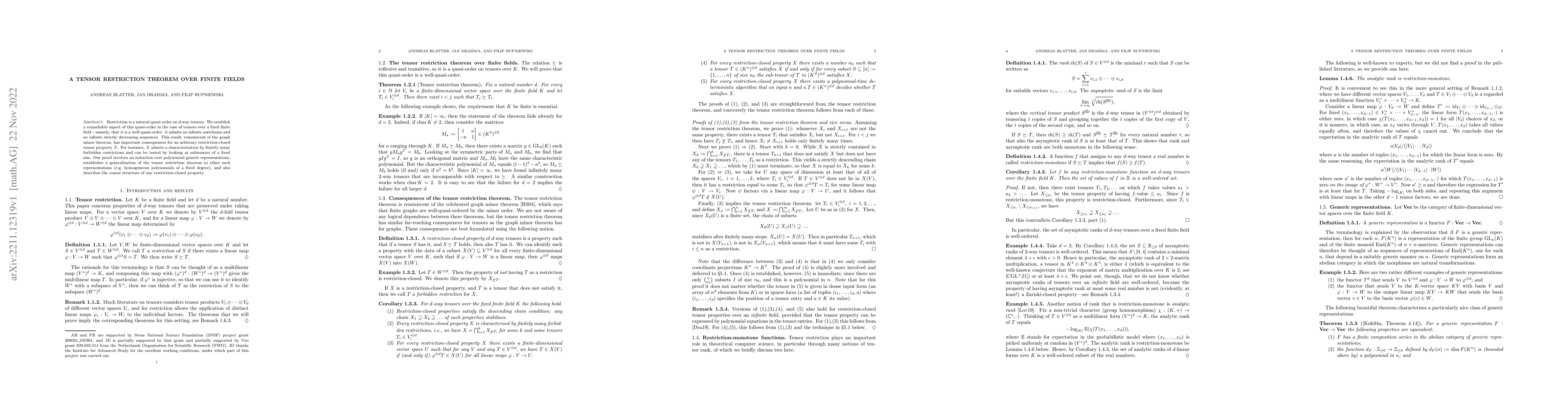 Thumbnail for A Tensor Restriction Theorem over Finite Fields