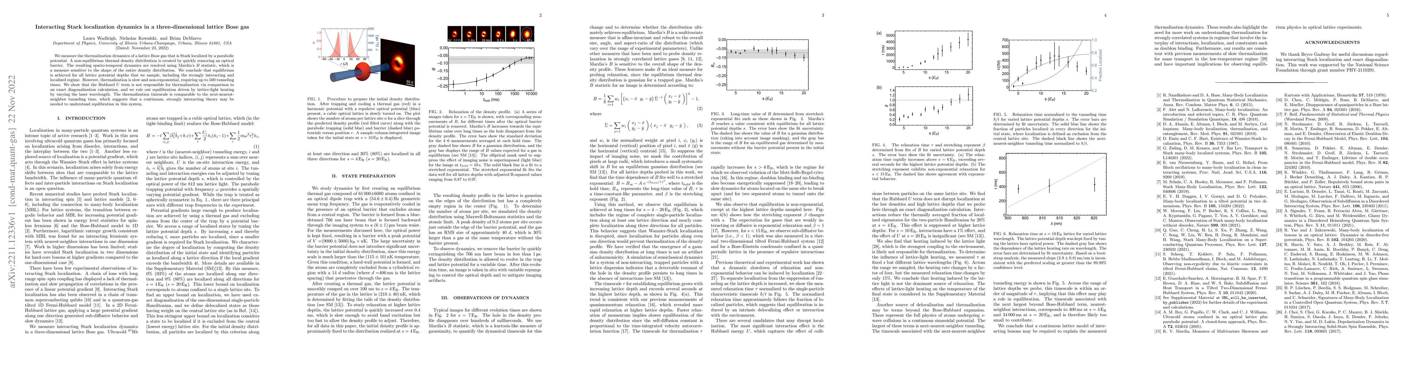 Thumbnail for Interacting Stark localization dynamics in a three-dimensional lattice
  Bose gas