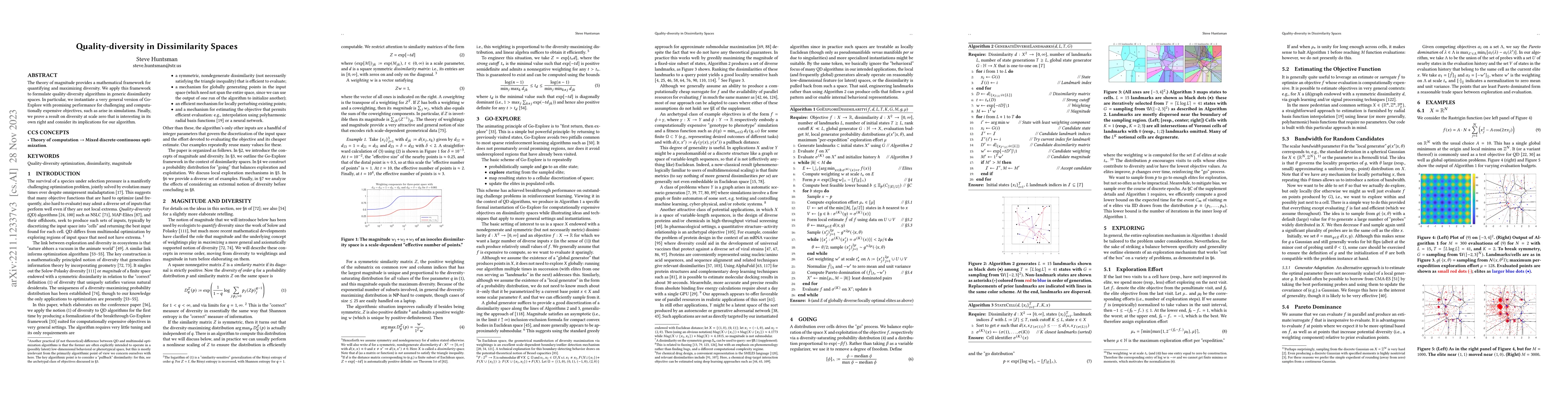 Thumbnail for Quality-diversity in dissimilarity spaces