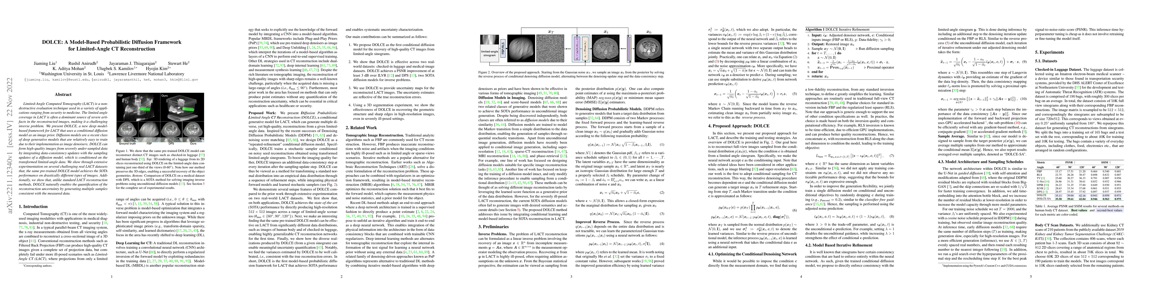 Thumbnail for DOLCE: A Model-Based Probabilistic Diffusion Framework for Limited-Angle
  CT Reconstruction