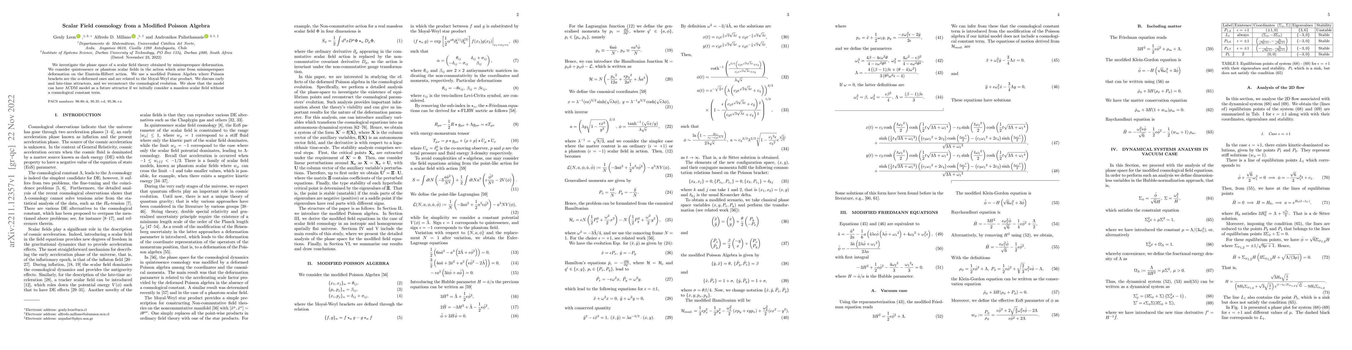 Thumbnail for Scalar Field cosmology from a Modified Poisson Algebra