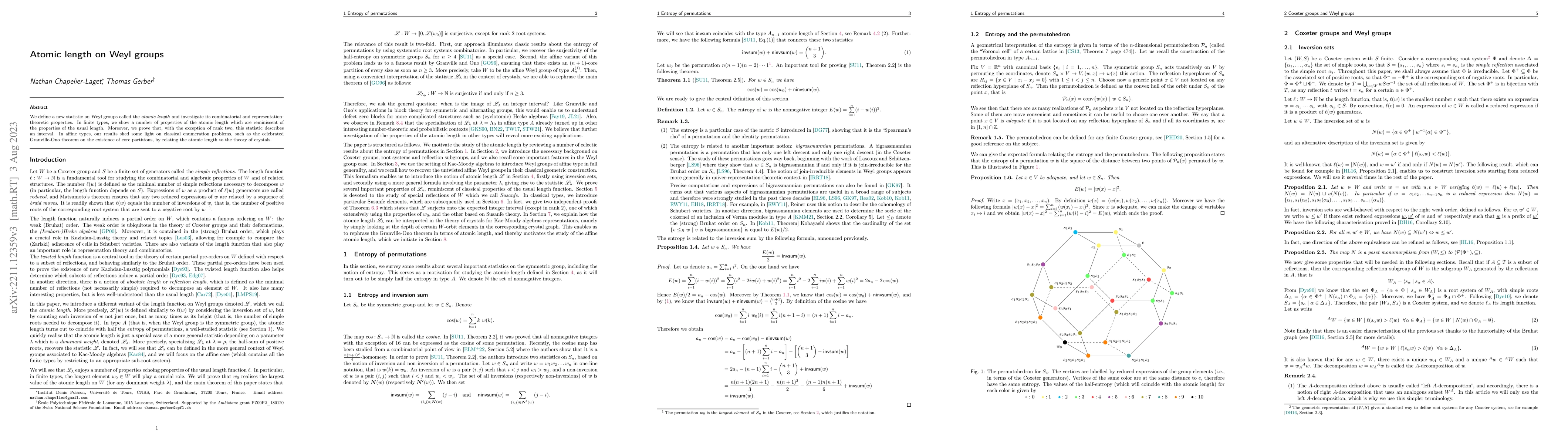Thumbnail for Atomic length on Weyl groups