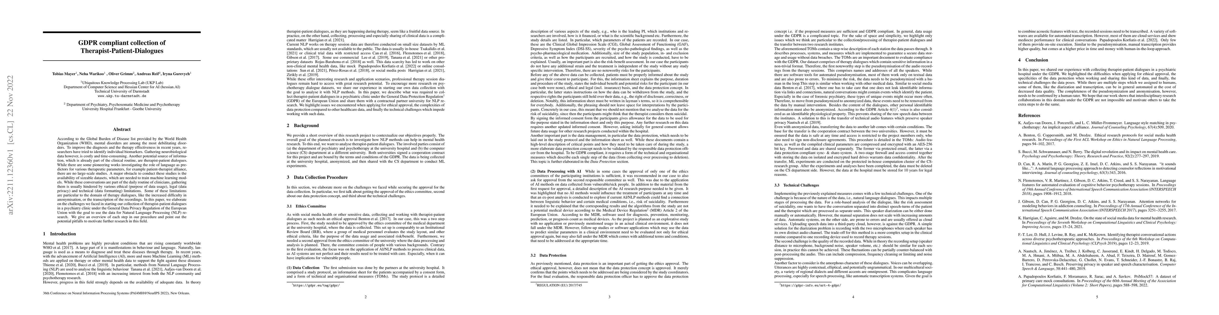 Thumbnail for GDPR Compliant Collection of Therapist-Patient-Dialogues