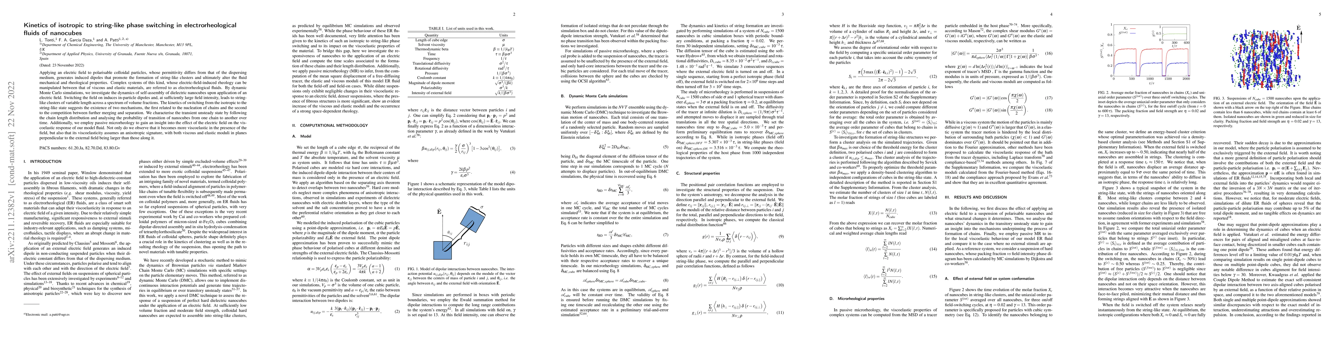 Thumbnail for Kinetics of isotropic to string-like phase switching in
  electrorheological fluids of nanocubes