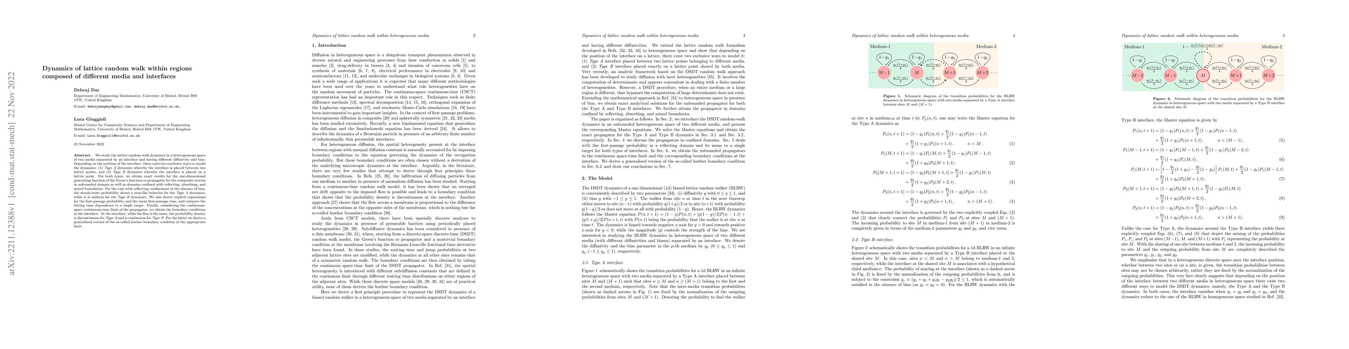 Thumbnail for Dynamics of lattice random walk within regions composed of different
  media and interfaces