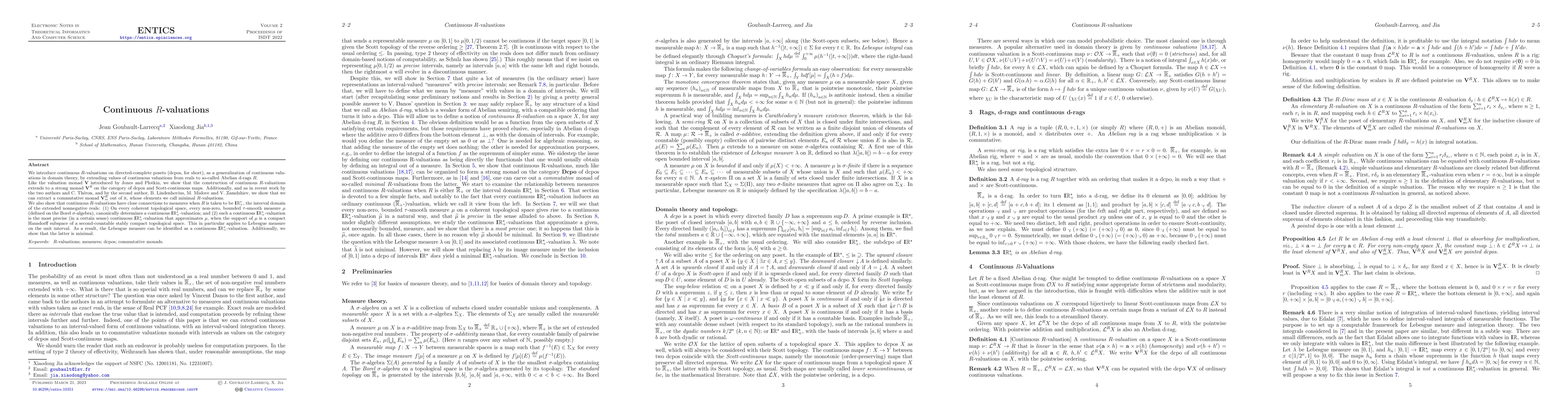 Thumbnail for Continuous R-valuations