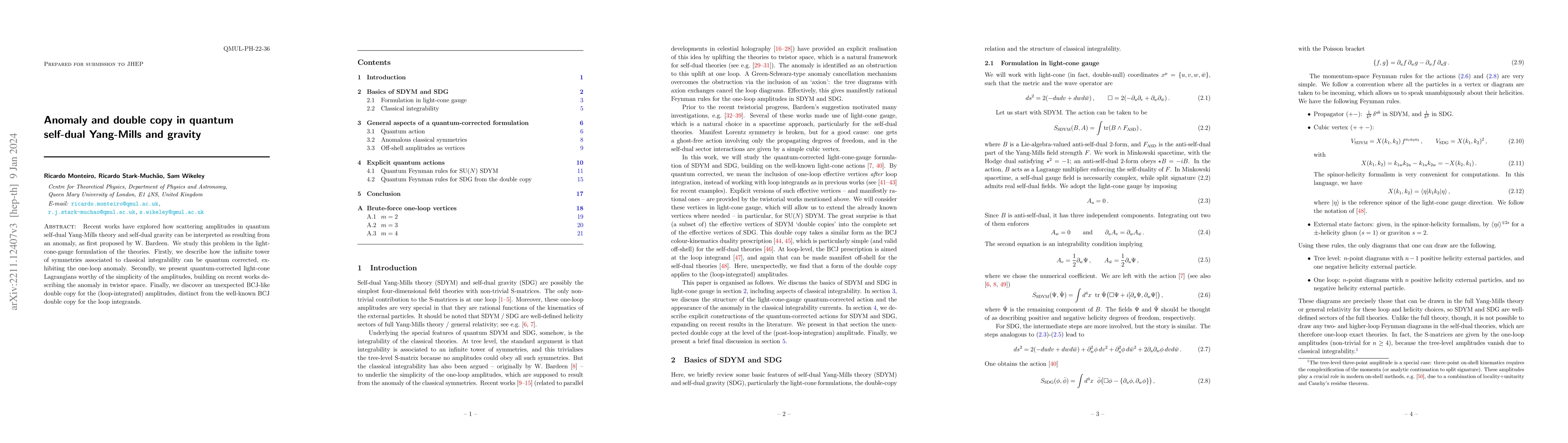 Thumbnail for Anomaly and double copy in quantum self-dual Yang-Mills and gravity