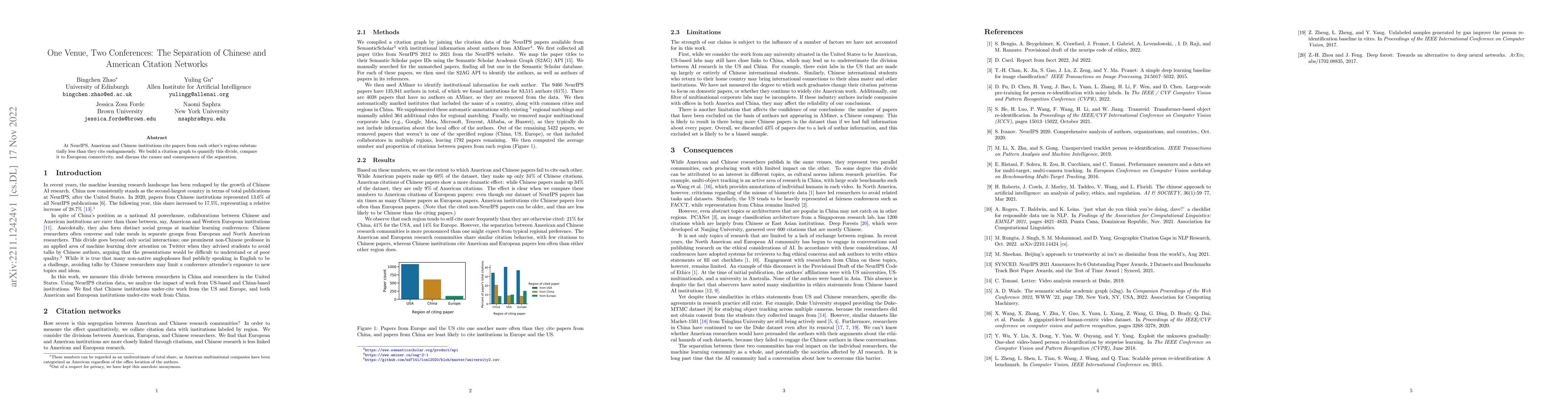 Thumbnail for One Venue, Two Conferences: The Separation of Chinese and American
  Citation Networks