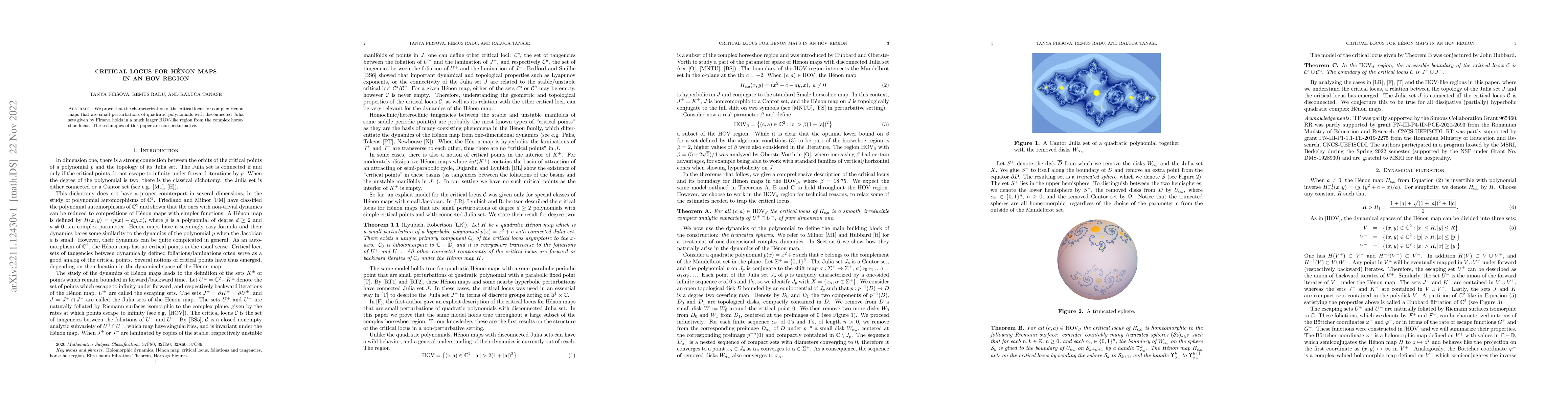 Thumbnail for Critical locus for H\'enon maps in an HOV region