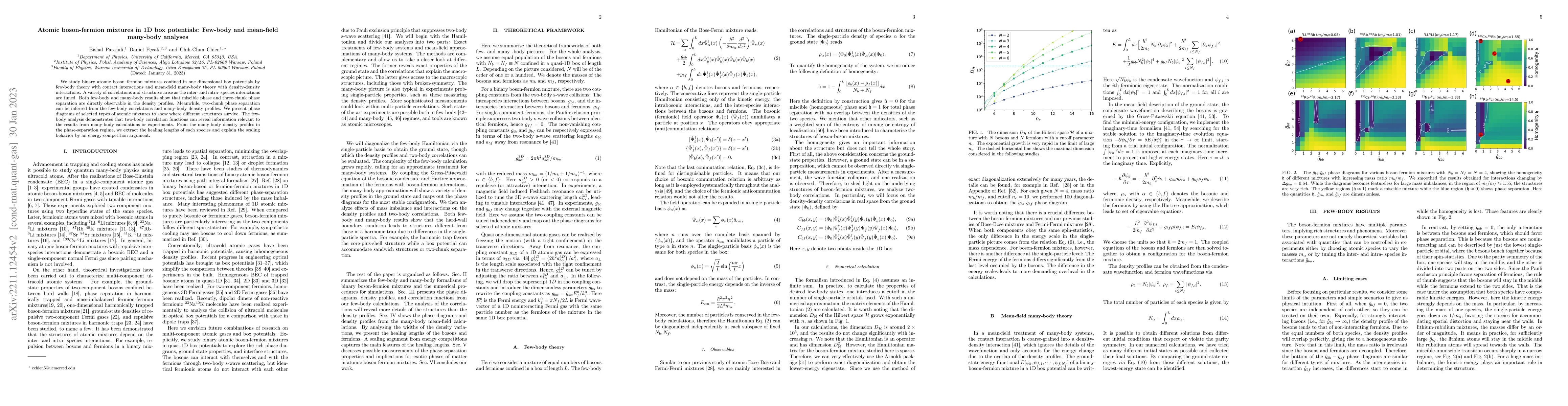 Thumbnail for Atomic boson-fermion mixtures in 1D box potentials: Few-body and
  mean-field many-body analyses