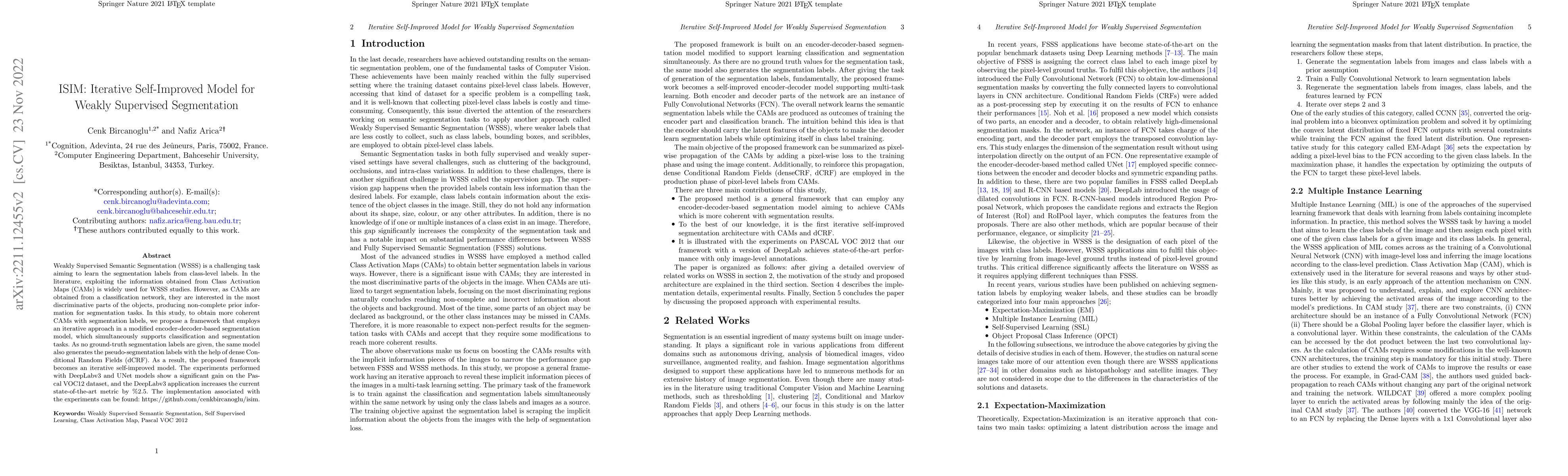 Thumbnail for ISIM: Iterative Self-Improved Model for Weakly Supervised Segmentation