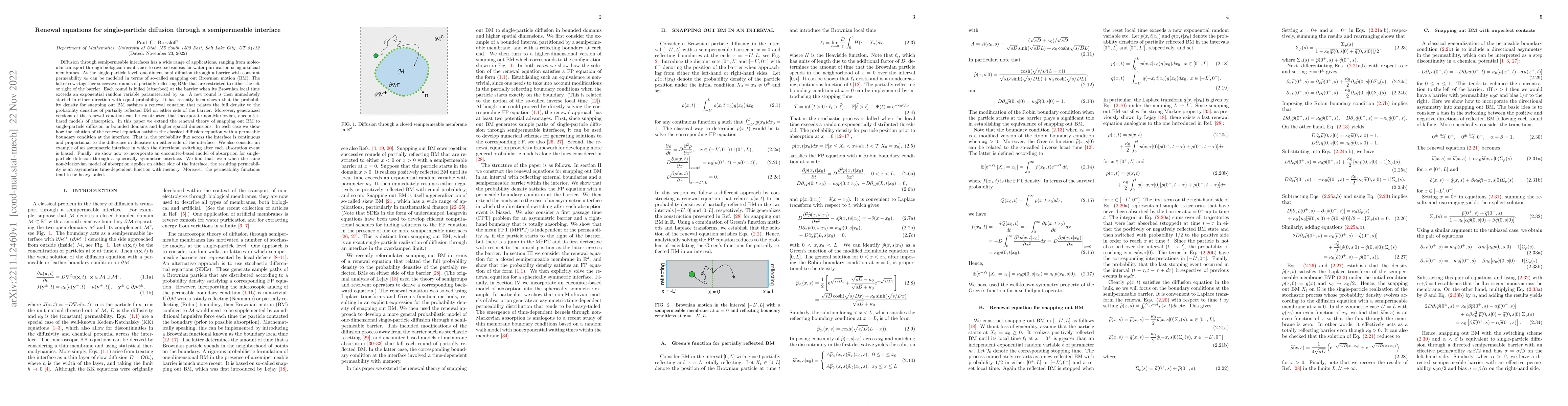 Thumbnail for Renewal equations for single-particle diffusion through a semipermeable
  interface