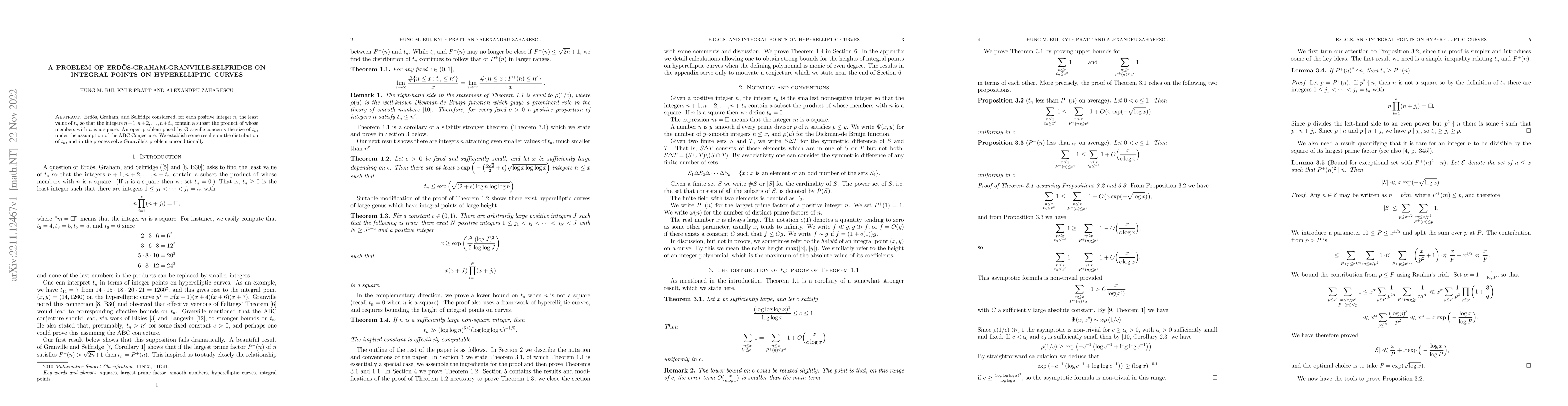 Thumbnail for A problem of Erd\H{o}s-Graham-Granville-Selfridge on integral points on
  hyperelliptic curves