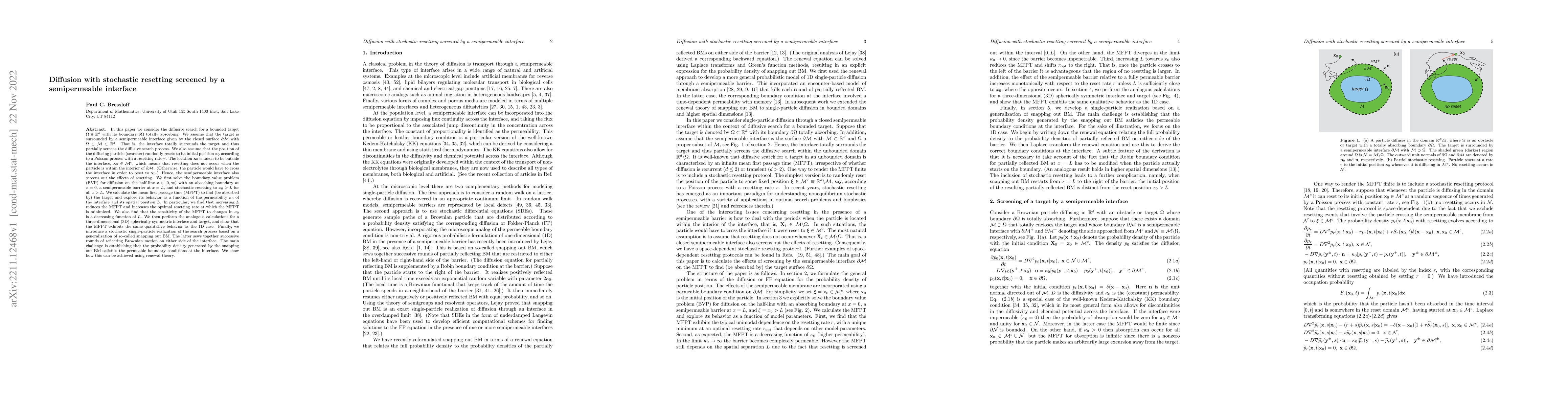 Thumbnail for Diffusion with stochastic resetting screened by a semipermeable
  interface