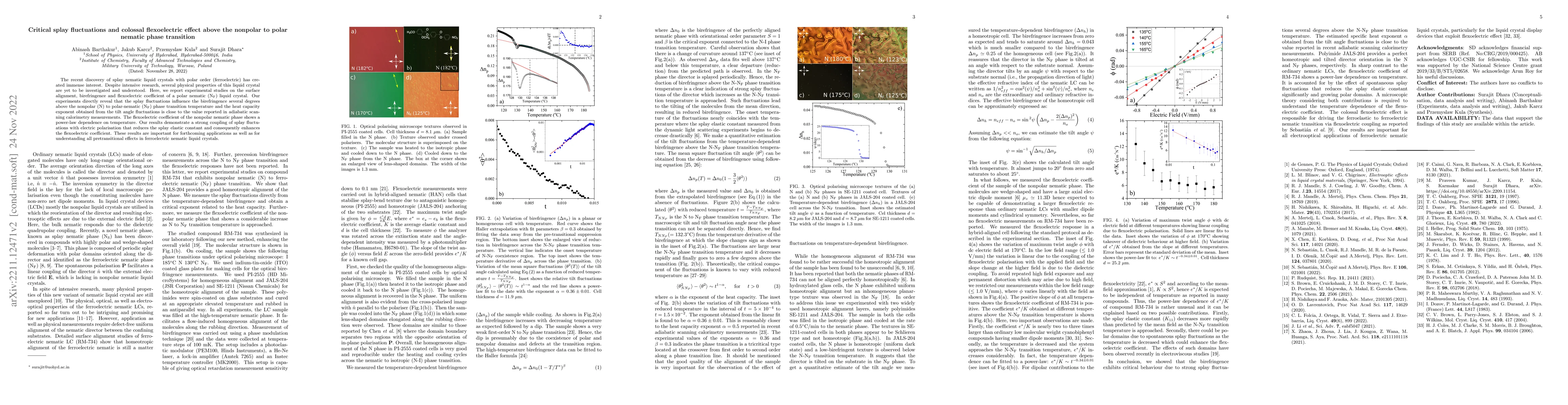 Thumbnail for Critical splay fluctuations and colossal flexoelectric effect above
  non-polar to polar nematic phase transition