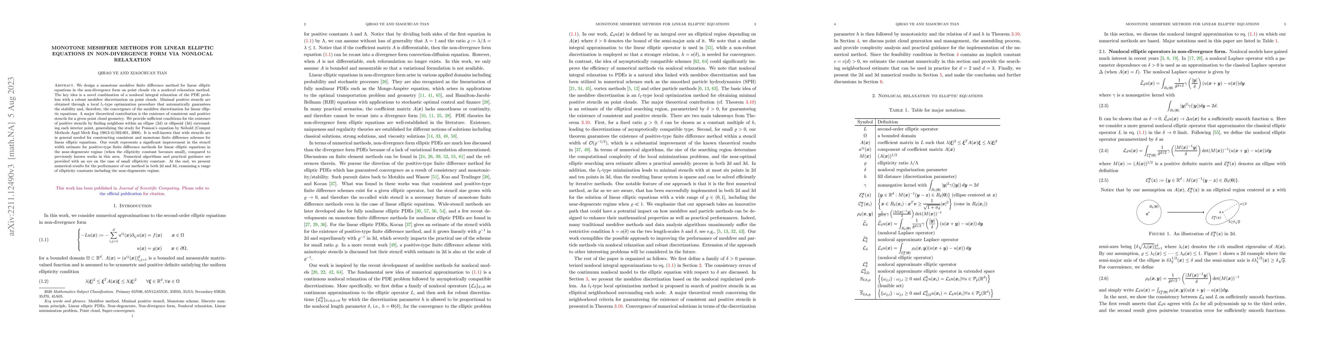 Thumbnail for Monotone meshfree methods for linear elliptic equations in
  non-divergence form via nonlocal relaxation