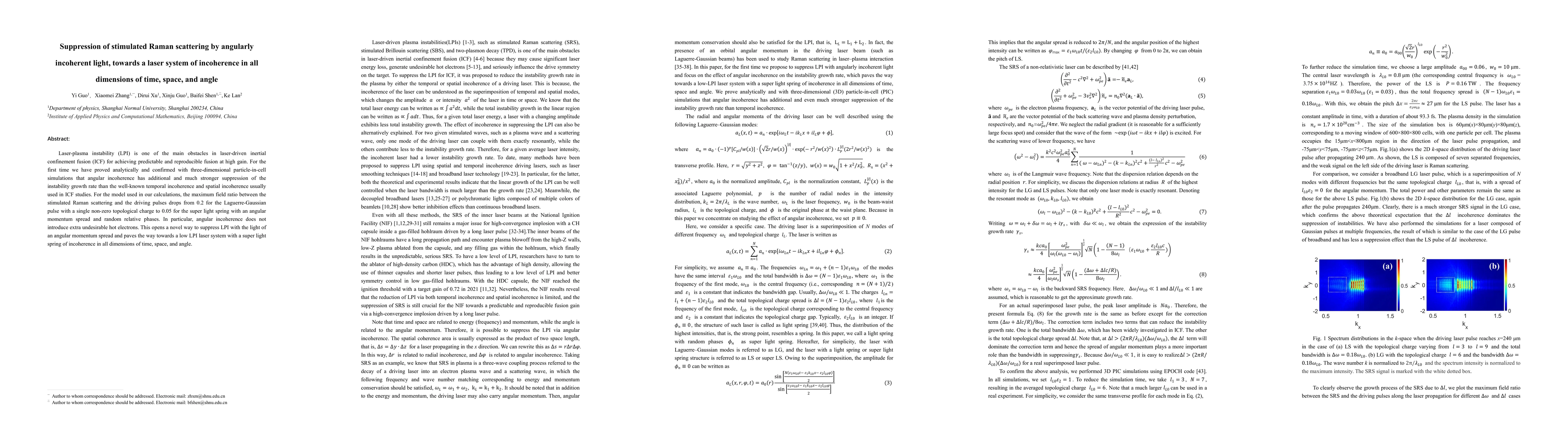 Thumbnail for Suppression of stimulated Raman scattering by angularly incoherent
  light, towards a laser system of incoherence in all dimensions of time,
  space, and angle