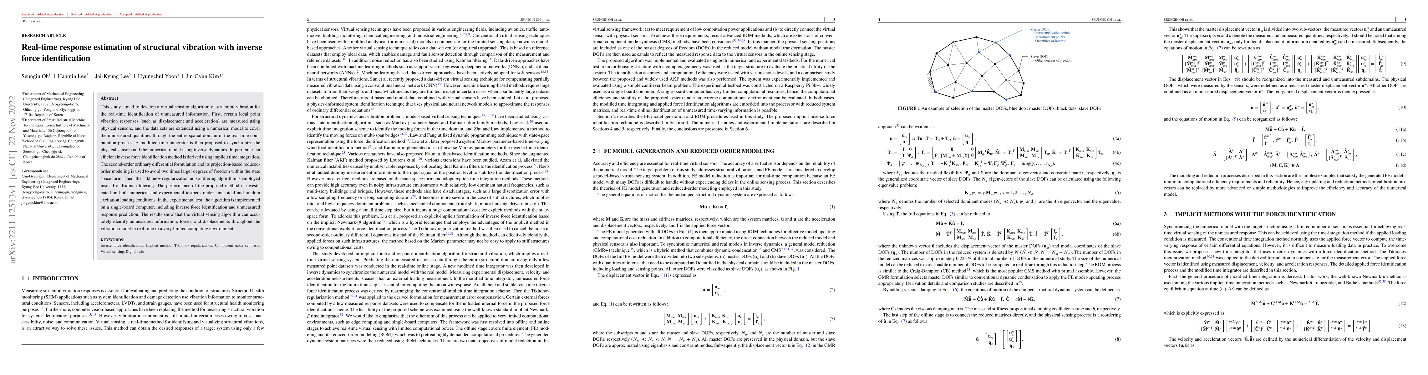 Thumbnail for Real-time response estimation of structural vibration with inverse force
  identification