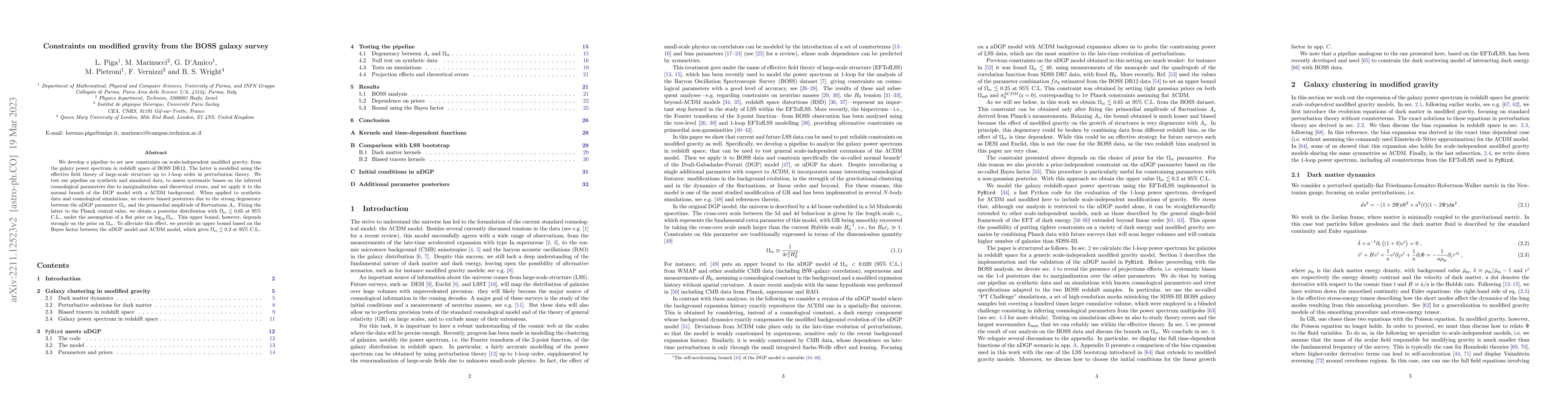Thumbnail for Constraints on modified gravity from the BOSS galaxy survey