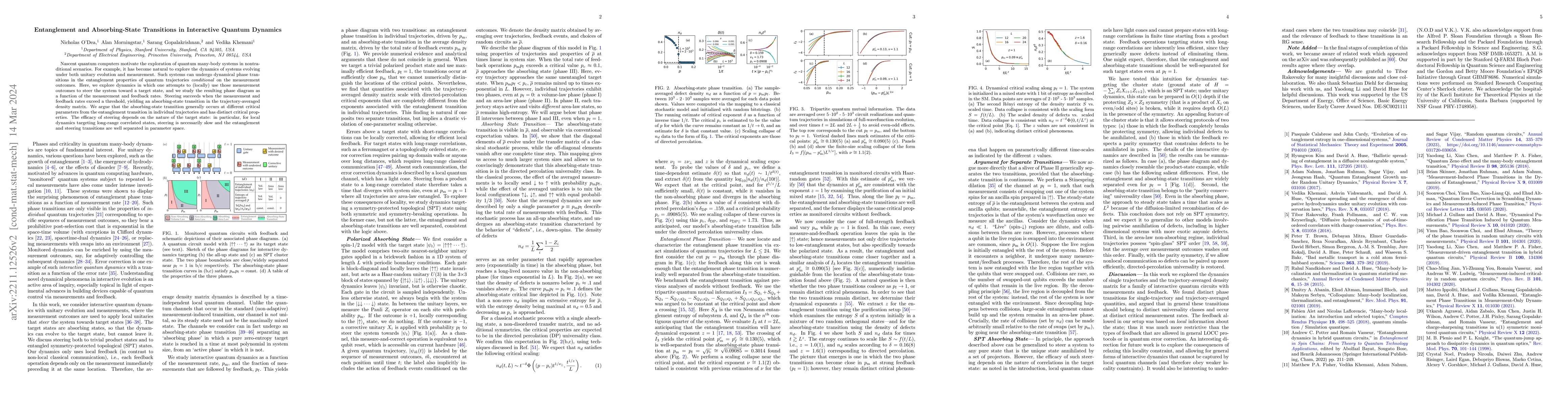 Thumbnail for Entanglement and Absorbing-State Transitions in Interactive Quantum
  Dynamics