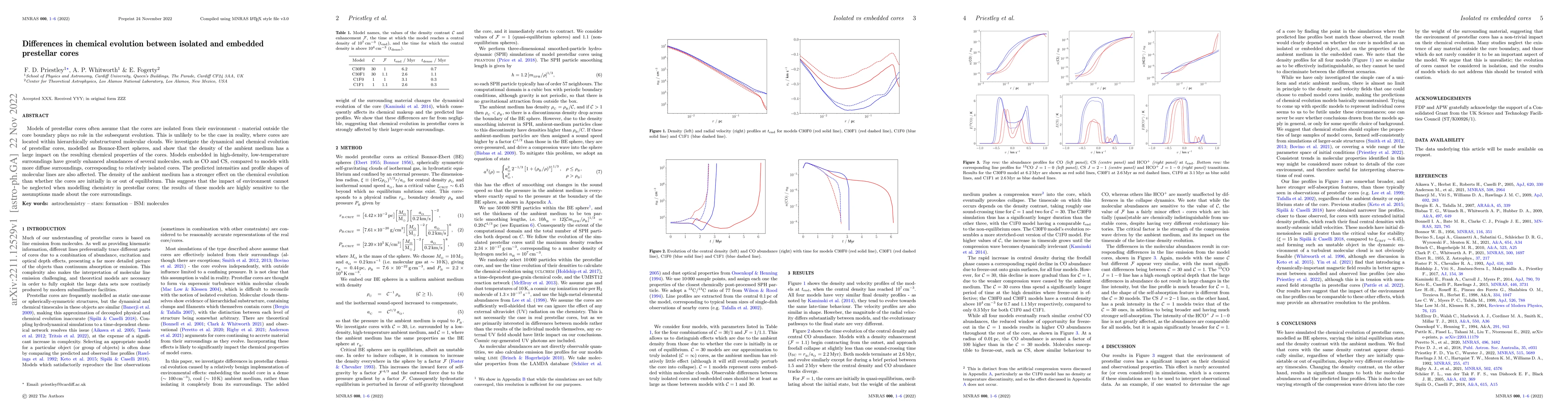 Thumbnail for Differences in chemical evolution between isolated and embedded
  prestellar cores