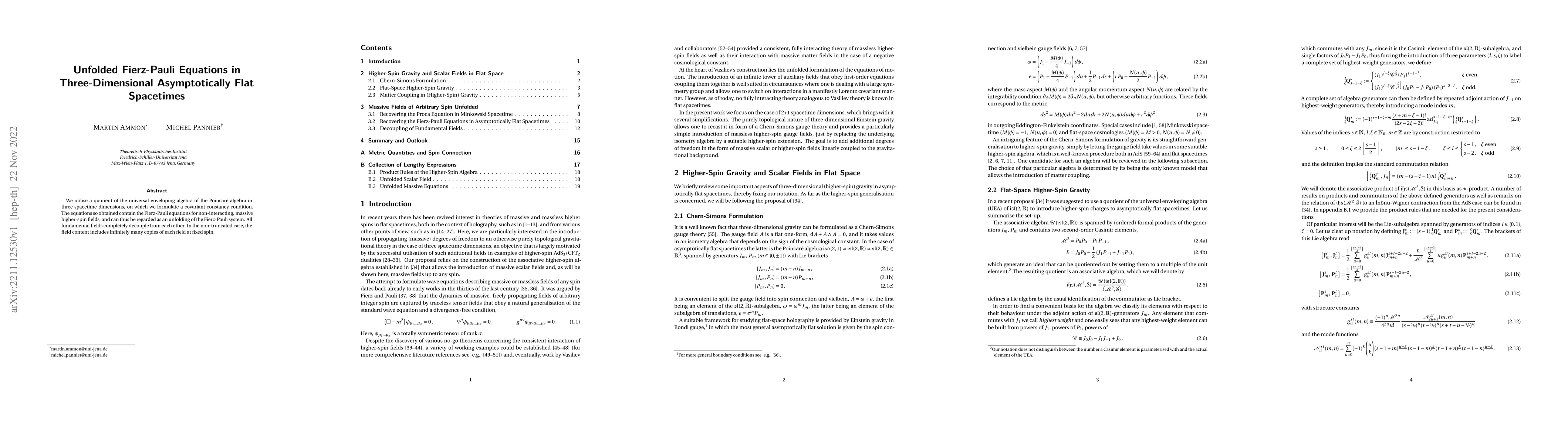 Thumbnail for Unfolded Fierz-Pauli Equations in Three-Dimensional Asymptotically Flat
  Spacetimes