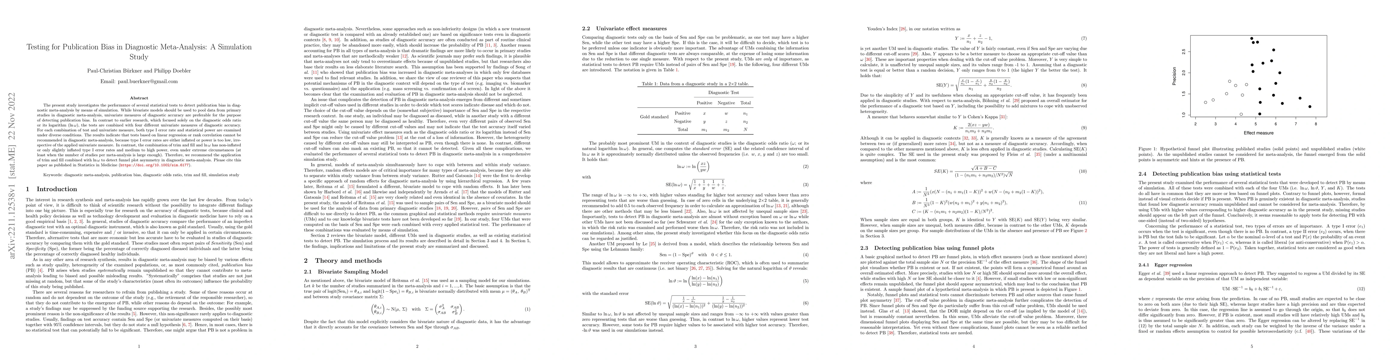 Thumbnail for Testing for Publication Bias in Diagnostic Meta-Analysis: A Simulation
  Study
