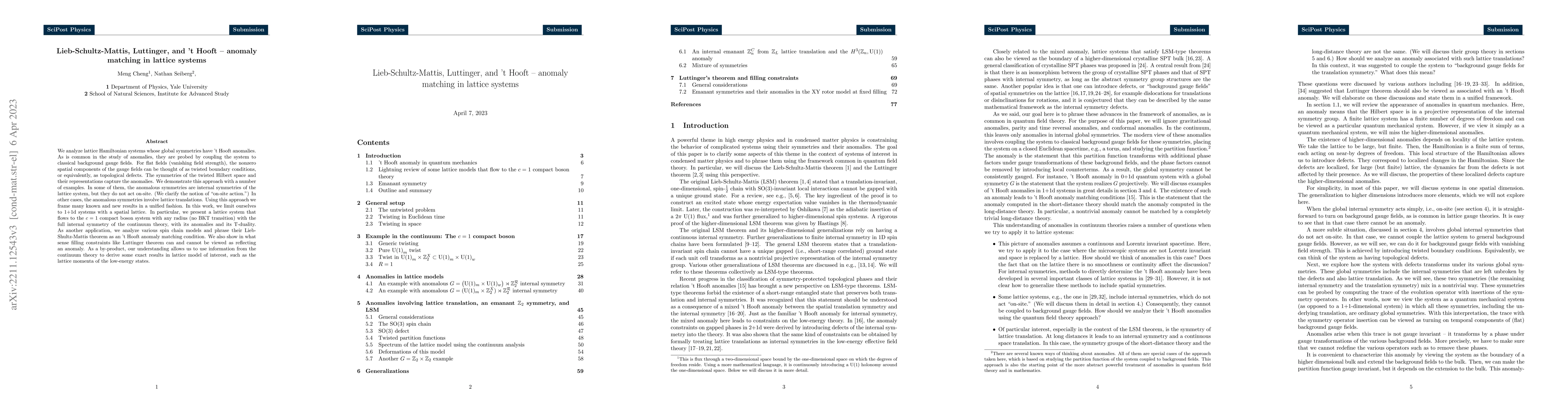 Thumbnail for Lieb-Schultz-Mattis, Luttinger, and 't Hooft -- anomaly matching in
  lattice systems