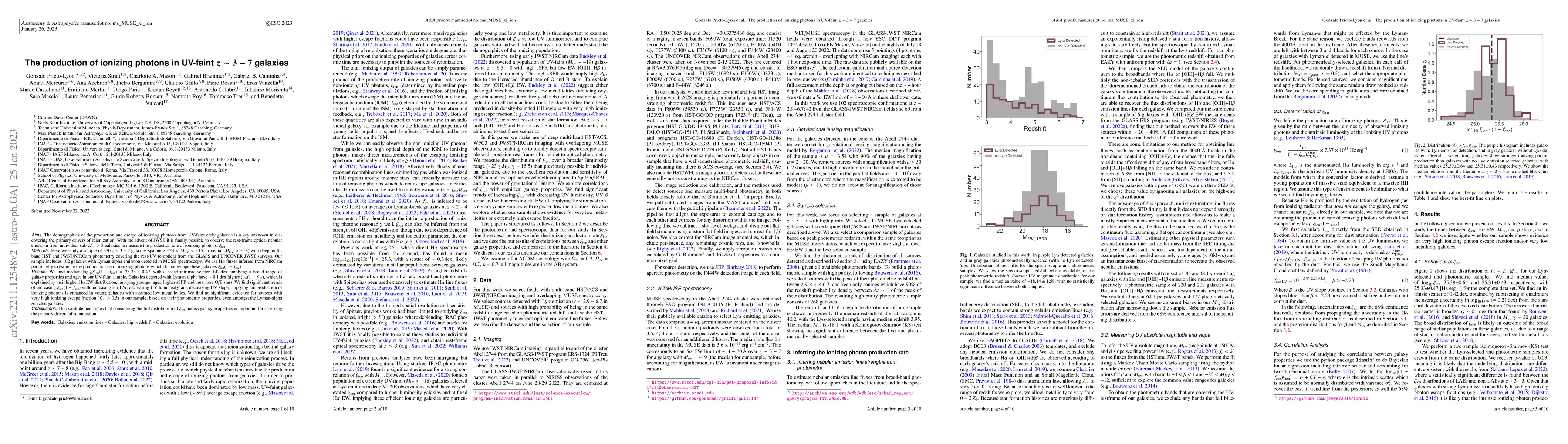 Thumbnail for The production of ionizing photons in UV-faint z~3-7 galaxies