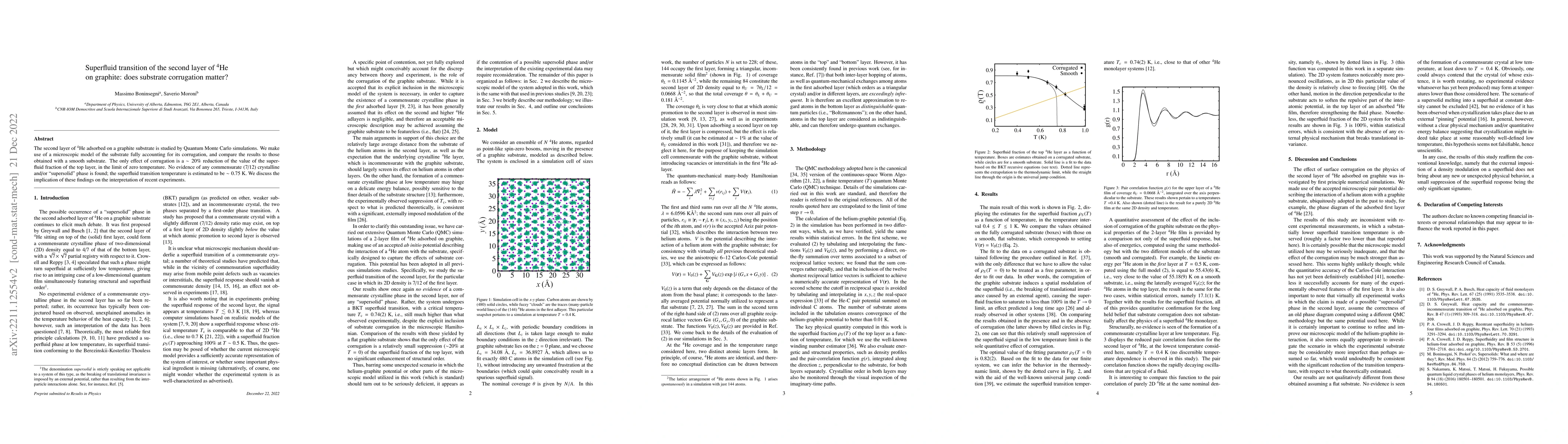 Thumbnail for Superfluid transition of the second layer of He-4 on graphite: does
  substrate corrugation matter?