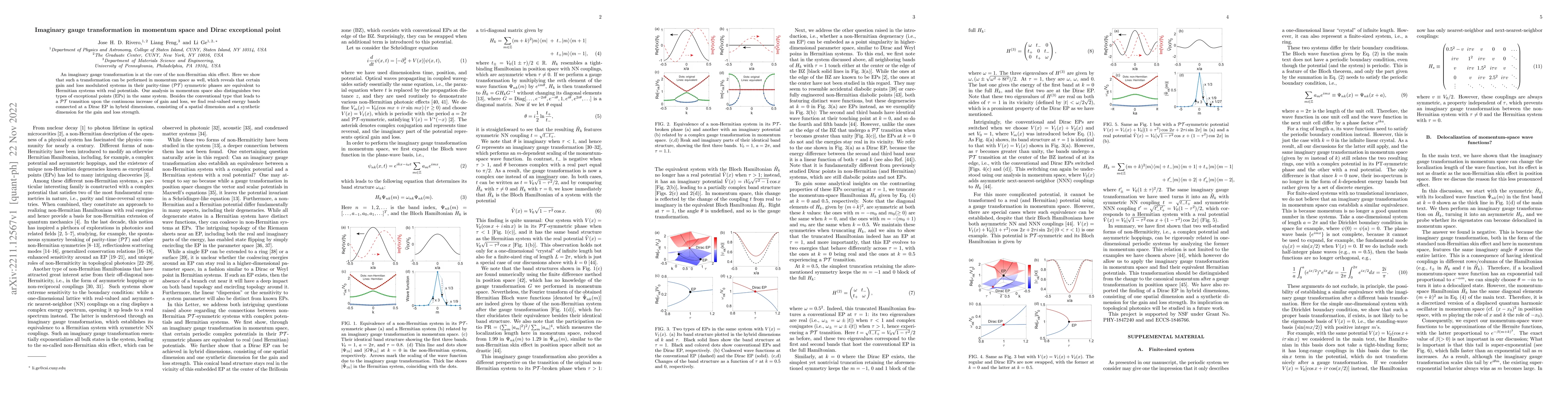 Thumbnail for Imaginary gauge transformation in momentum space and Dirac exceptional
  point