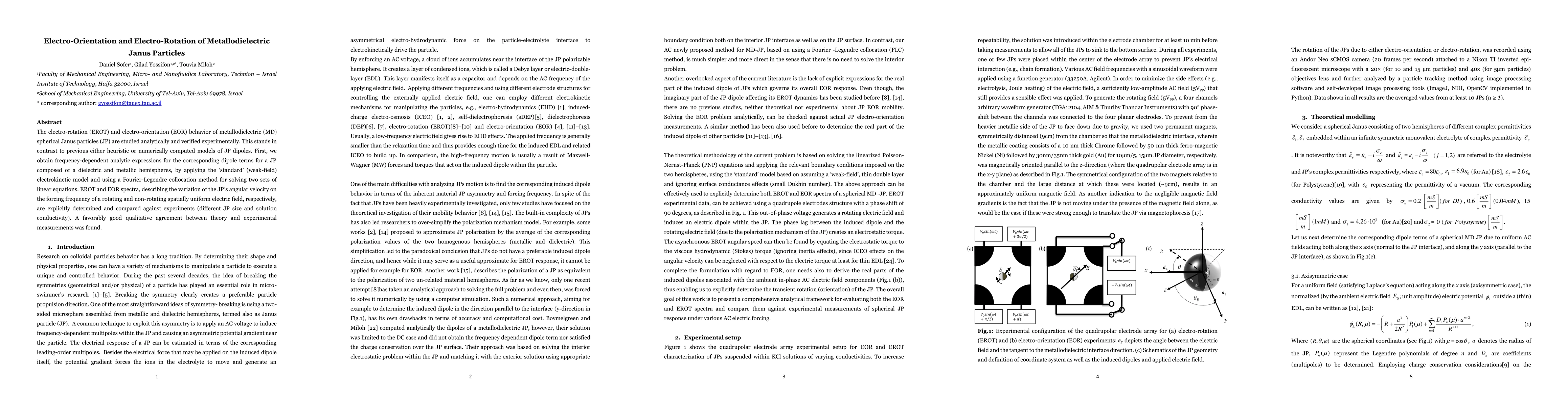 Thumbnail for Electro-Orientation and Electro-Rotation of Metallodielectric Janus
  Particles