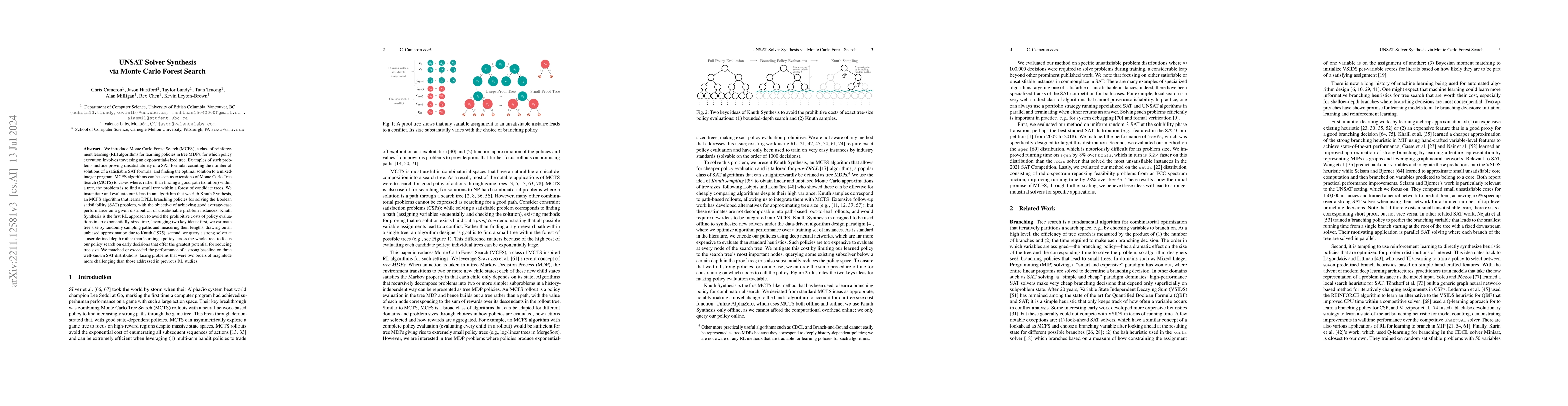Thumbnail for UNSAT Solver Synthesis via Monte Carlo Forest Search