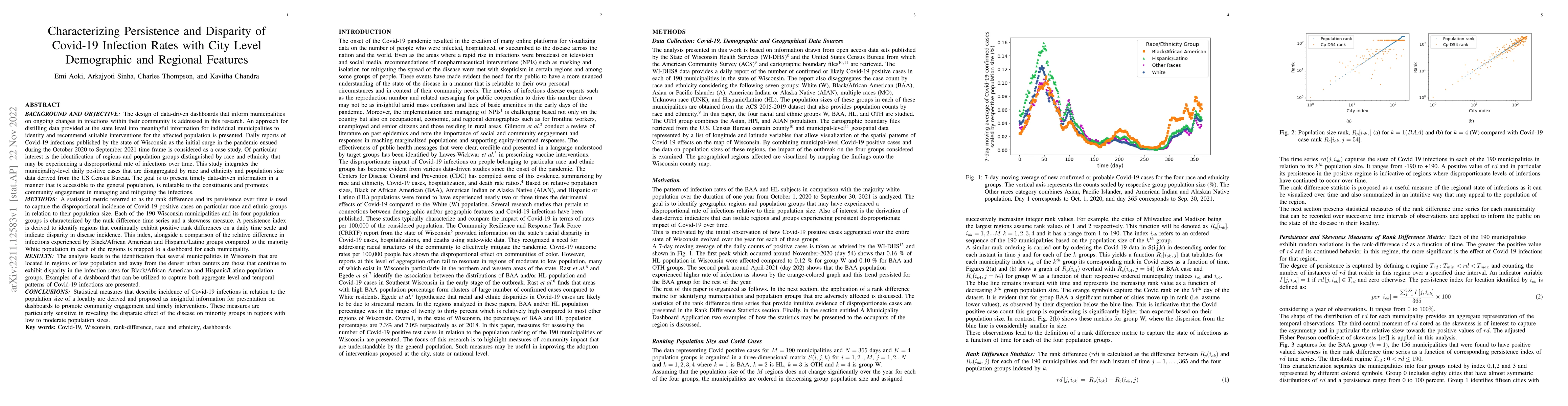 Thumbnail for Characterizing Persistence and Disparity of Covid-19 Infection Rates
  with City Level Demographic and Regional Features