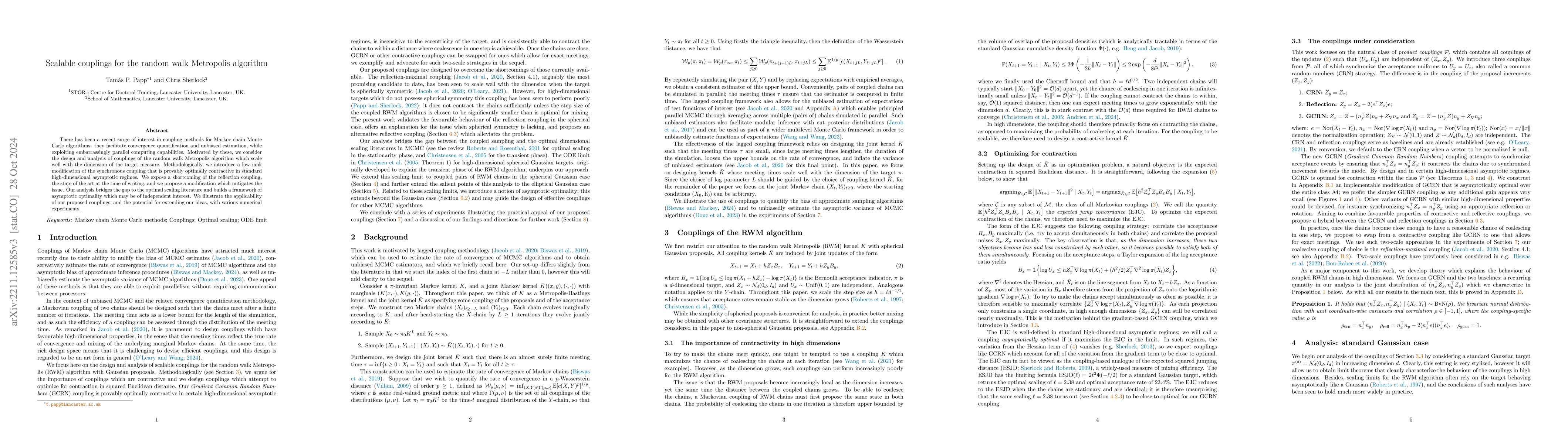 Thumbnail for Scalable couplings for the random walk Metropolis algorithm