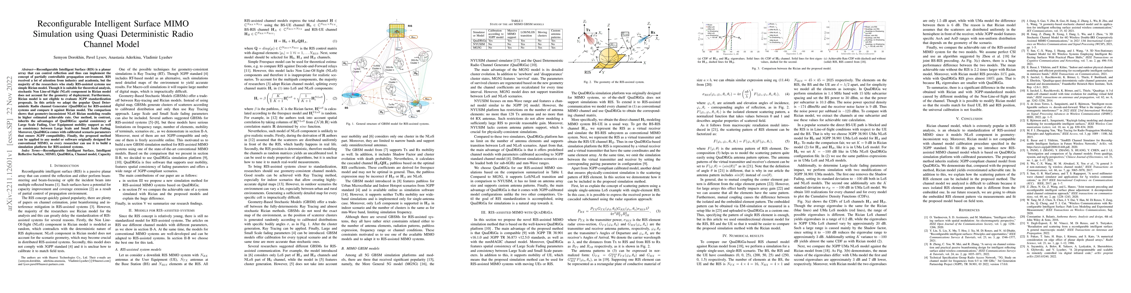 Thumbnail for Reconfigurable Intelligent Surface MIMO Simulation using Quasi
  Deterministic Radio Channel Model
