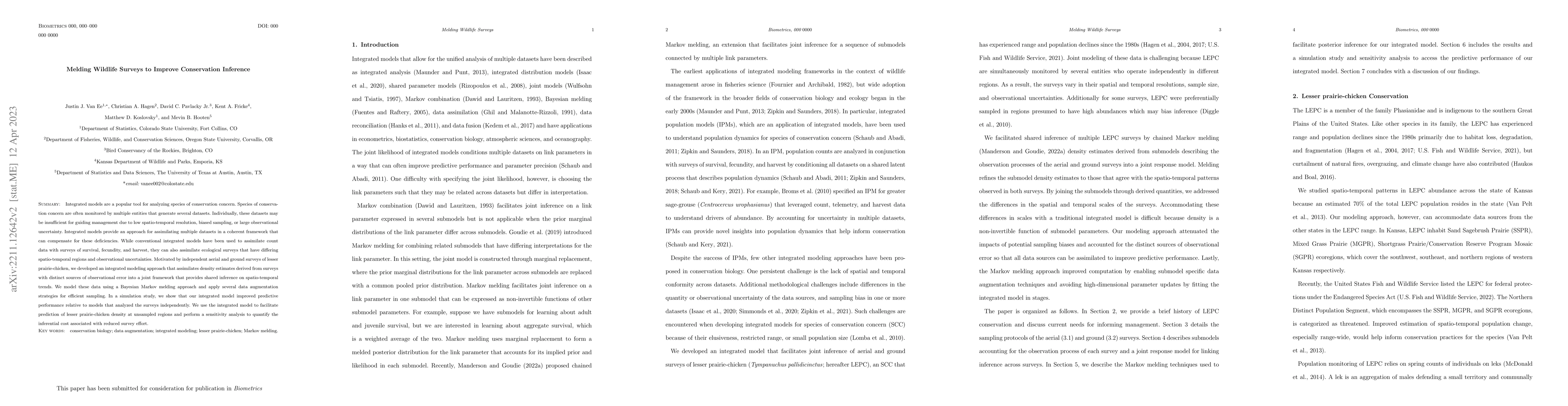 Thumbnail for Melding Wildlife Surveys to Improve Conservation Inference