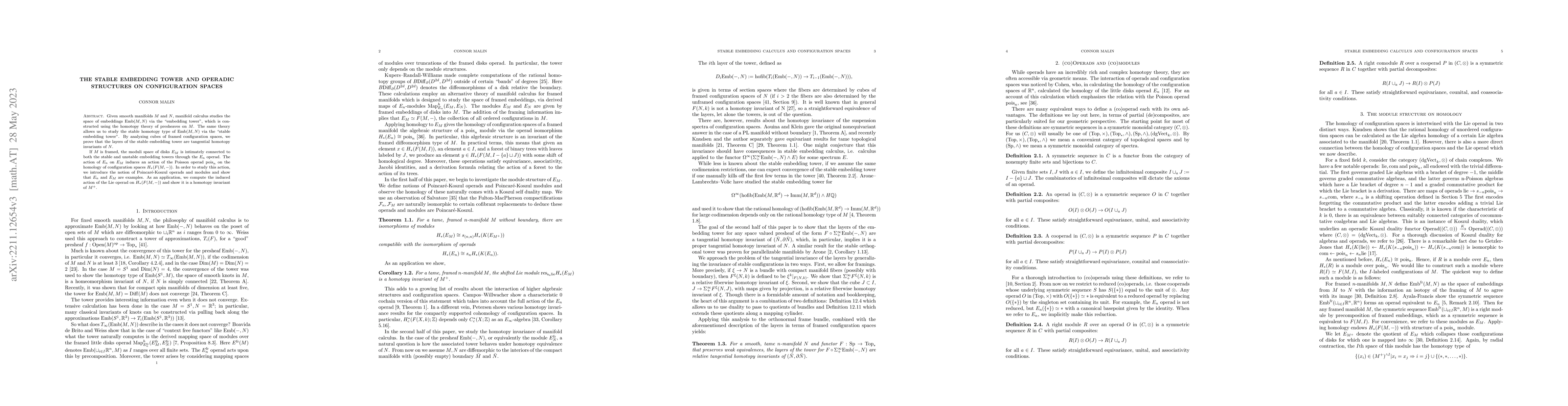 Thumbnail for The stable embedding tower and operadic structures on configuration
  spaces