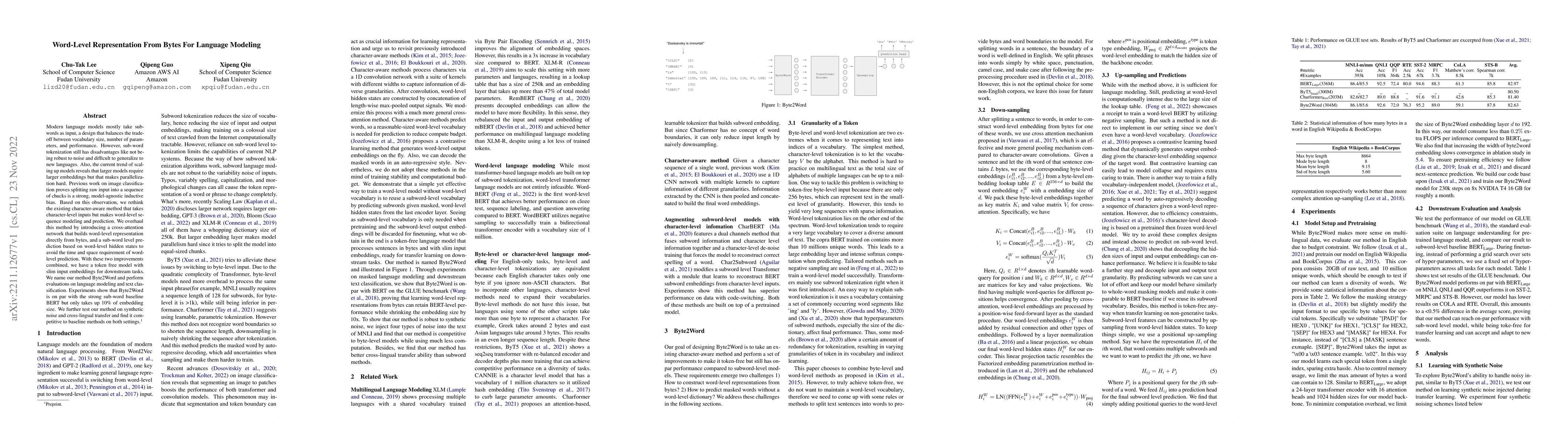 Thumbnail for Word-Level Representation From Bytes For Language Modeling