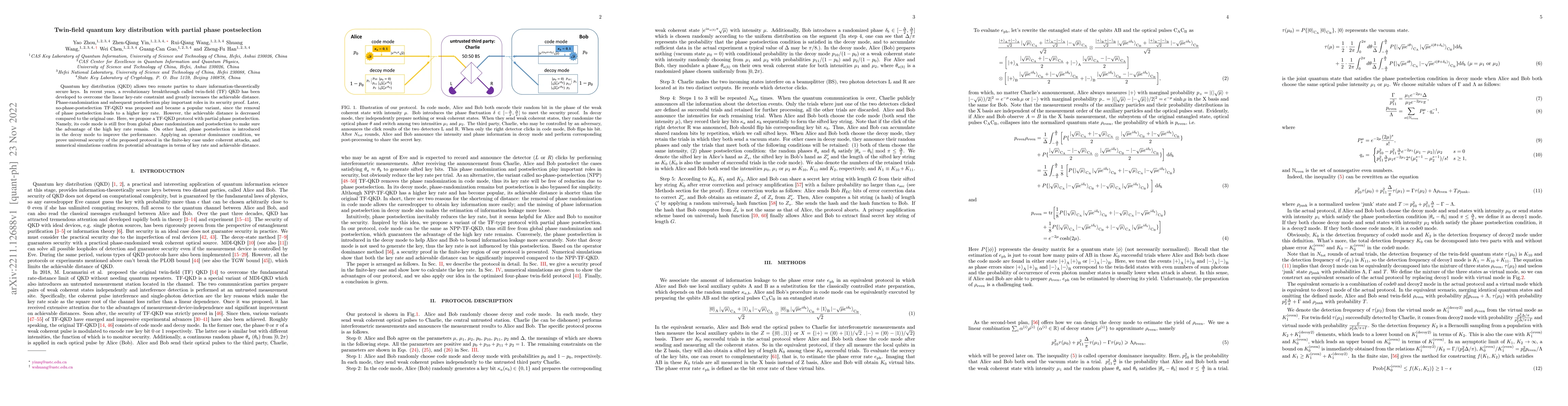 Thumbnail for Twin-field quantum key distribution with partial phase postselection
