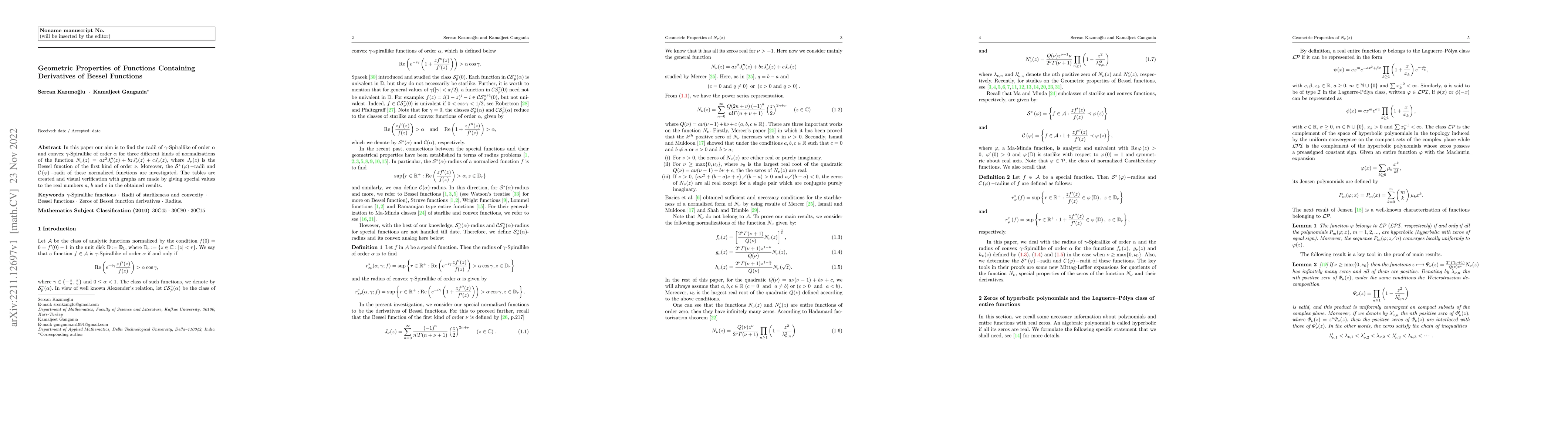 Thumbnail for Geometric Properties of Functions Containing Derivatives of Bessel
  Functions