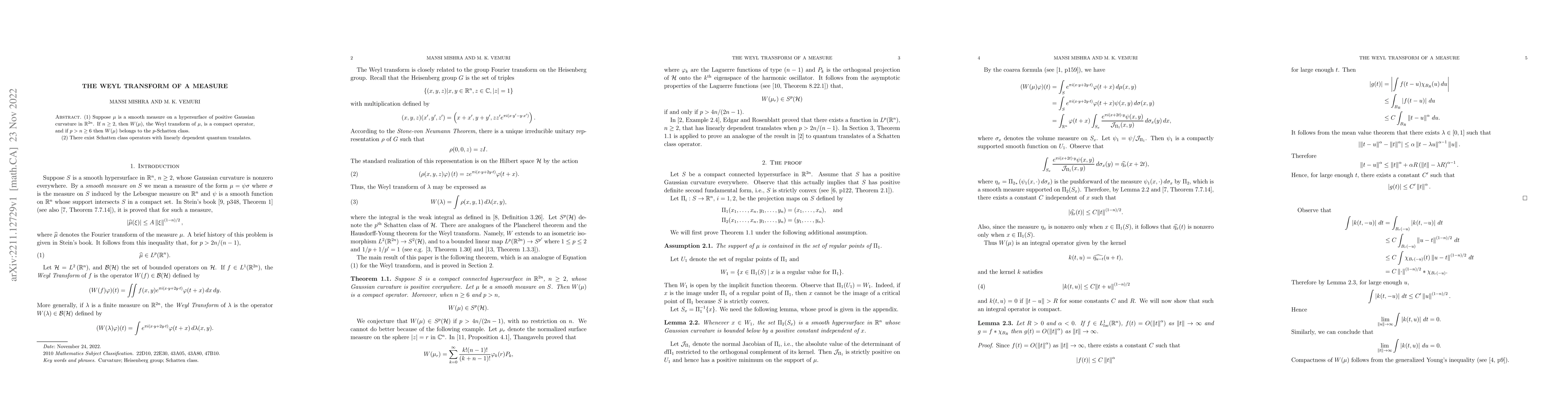 Thumbnail for The Weyl Transform of a measure