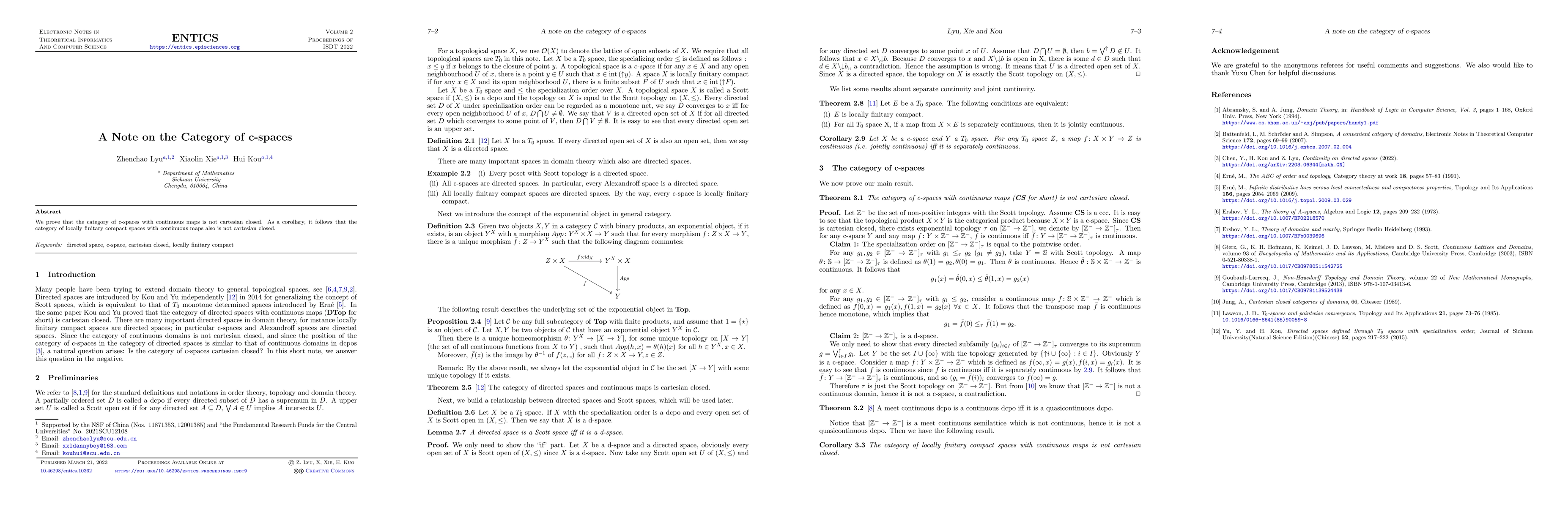 Thumbnail for A note on the category of c-spaces