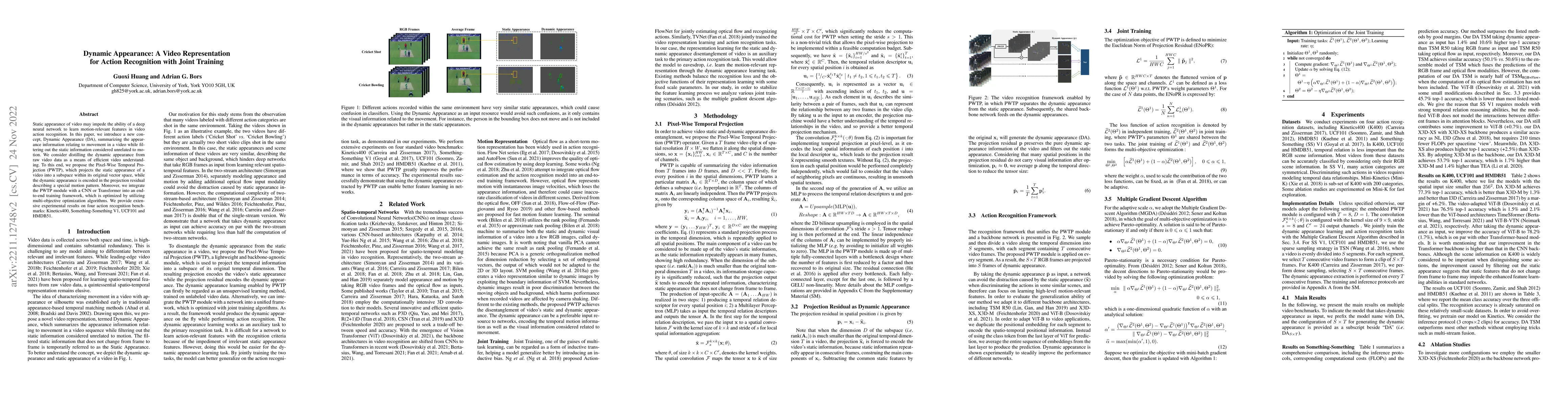 Thumbnail for Dynamic Appearance: A Video Representation for Action Recognition with
  Joint Training