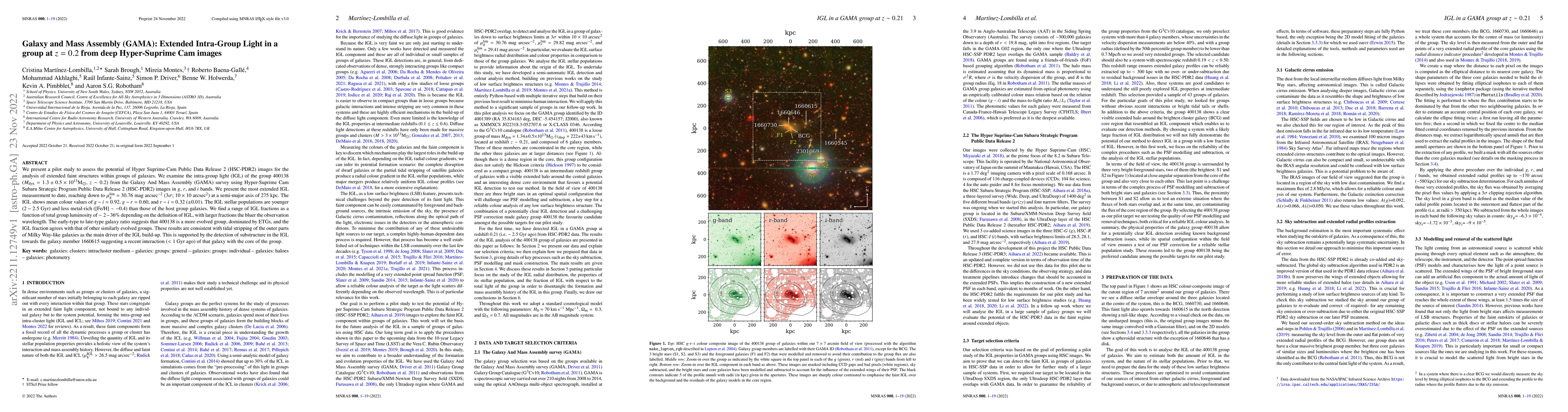 Thumbnail for Galaxy and Mass Assembly (GAMA): Extended Intra-Group Light in a group
  at $z=0.2$ from deep Hyper-Suprime Cam images