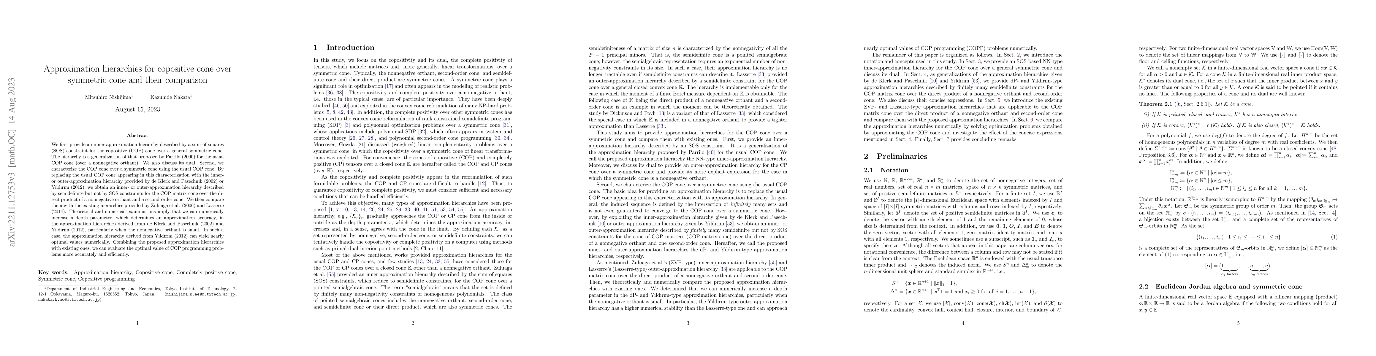 Thumbnail for Approximation hierarchies for copositive cone over symmetric cone and
  their comparison