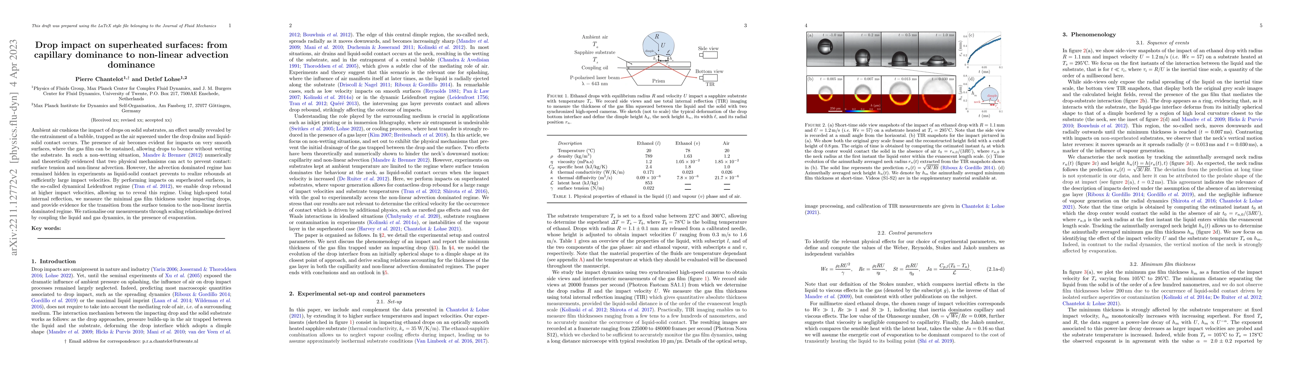 Thumbnail for Drop impact on superheated surfaces: from capillary dominance to
  non-linear advection dominance
