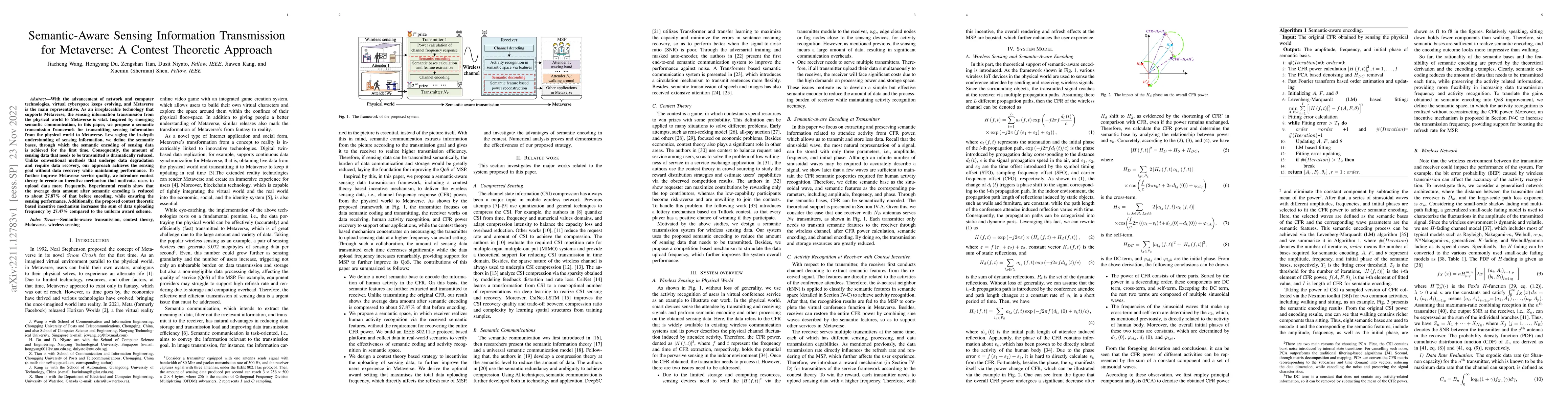 Thumbnail for Semantic-Aware Sensing Information Transmission for Metaverse: A Contest
  Theoretic Approach