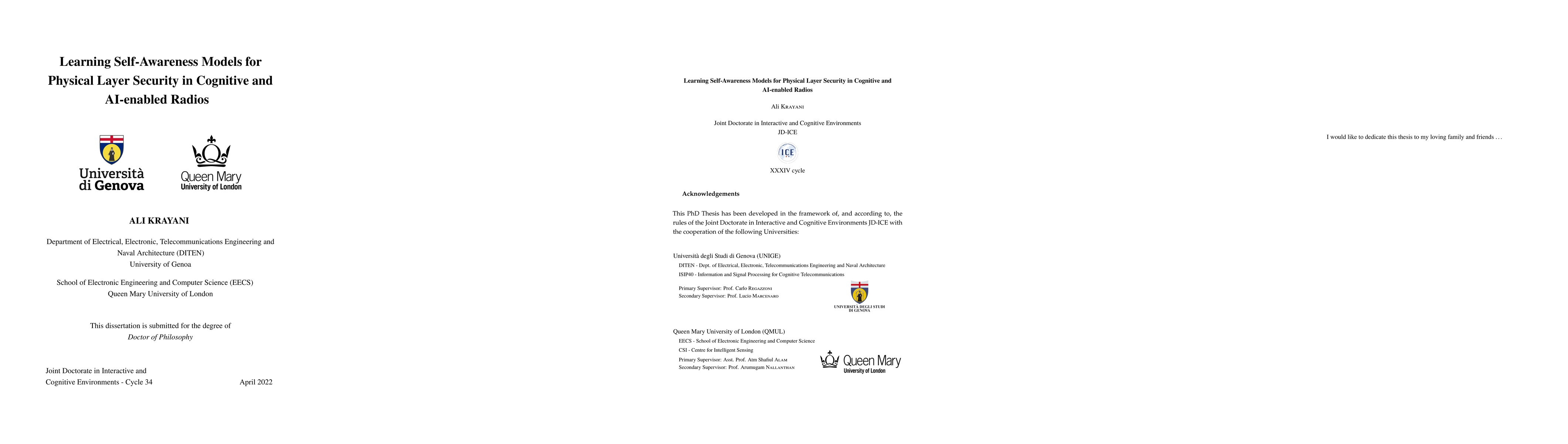 Thumbnail for Learning Self-Awareness Models for Physical Layer Security in Cognitive
  and AI-enabled Radios
