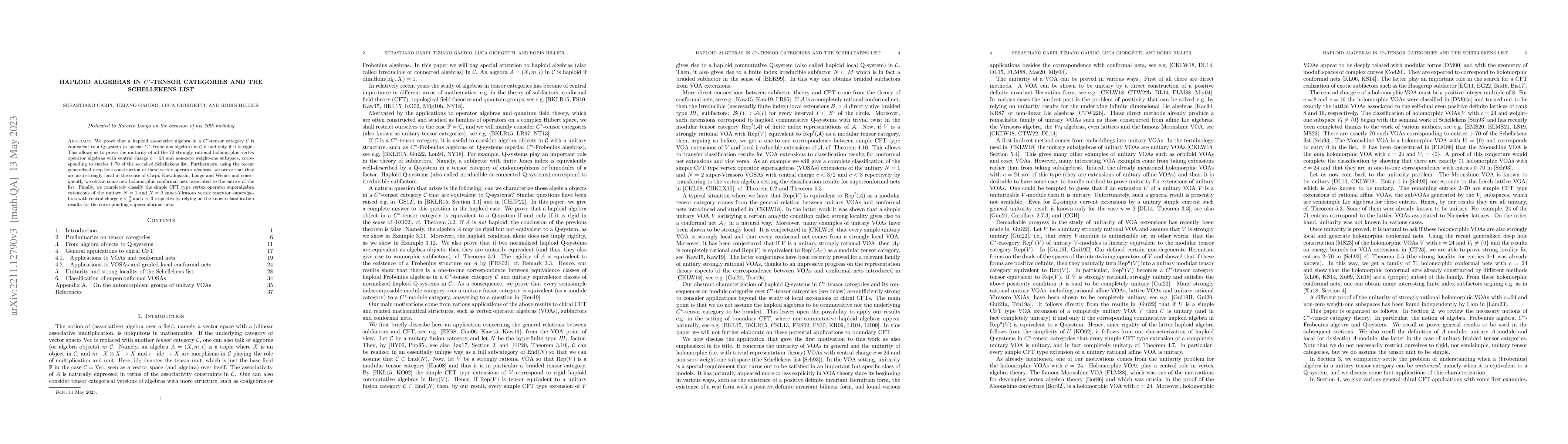 Thumbnail for Haploid algebras in $C^*$-tensor categories and the Schellekens list
